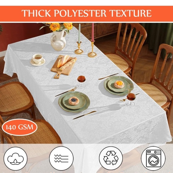 Hosonson Shape Rectangular White Tablecloth very nice. - Picture 2 of 4